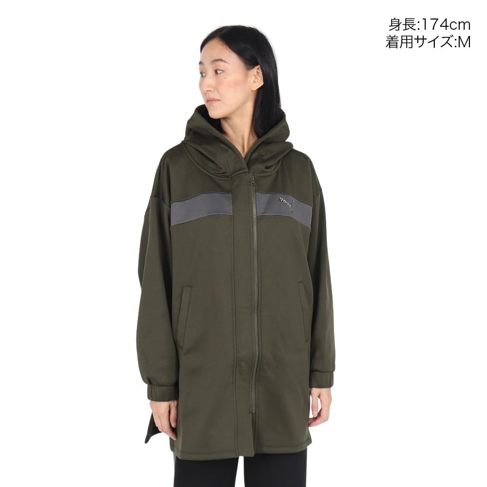 PUMA TRN EDGE PERFORMANCE Dark Olive Hoodie, Women's, Quick-Drying Fleece-Lined Jacket, 526097, Fall/Winter 2024, (70)