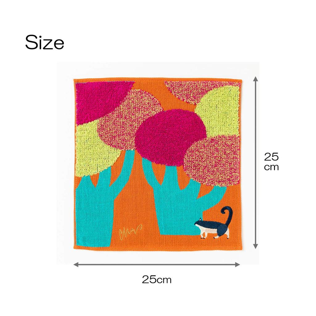 Kusunokibashi Monori Morita MiW Mulltuch 25x25cm Taschentuch, Katze, Orange, A-66649-86-OR,