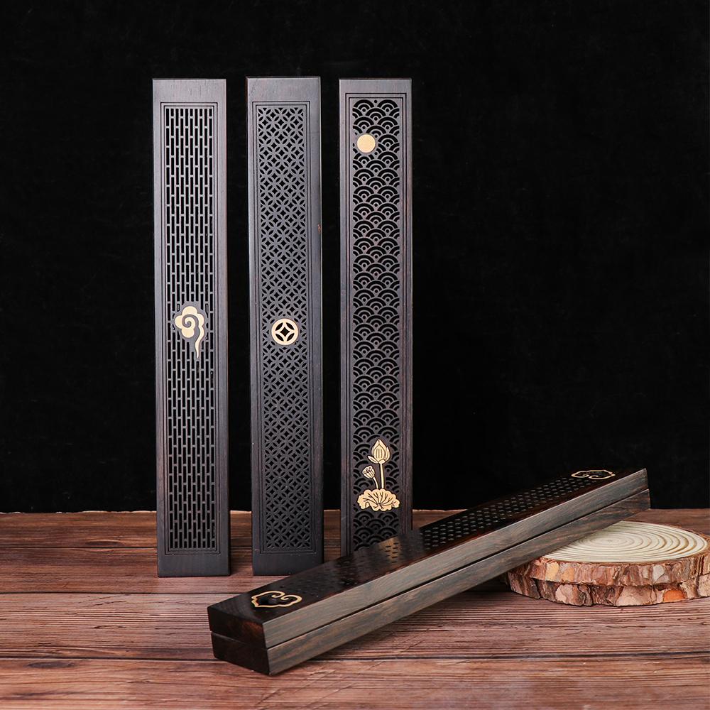 

Чорне дерево ремесло попелу видовище дерев яний тримач для пахощів порожнистий різьблення кадильниця з вогнетривкою подушкою пахощі коробка type 2