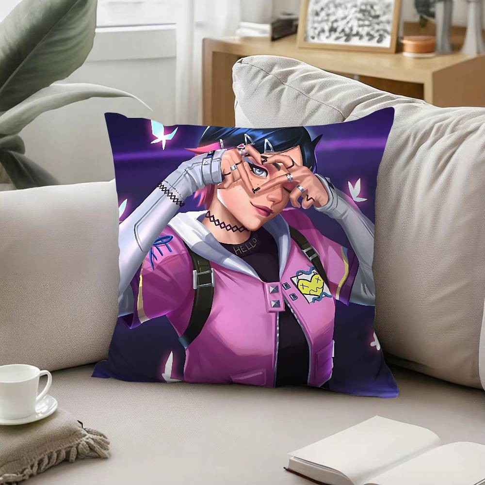 Cute C-Clove V-ValorantS Throw Pillow Covers Pattern Cushion Cover Suitable For Sofa Bedroom Car Pillow Cover