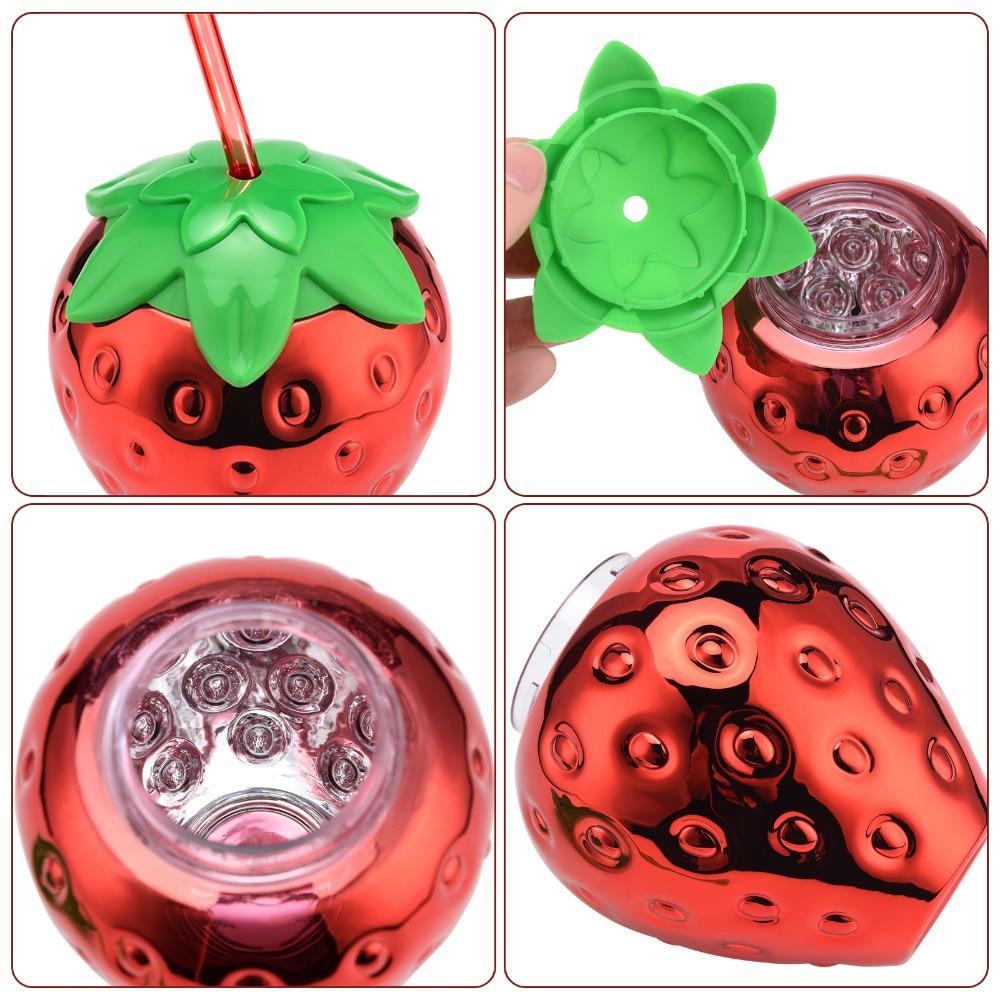 Cute Cartoon Shape Strawberry Straw Cup Spill Convenient Design Portable Water Bottle Home