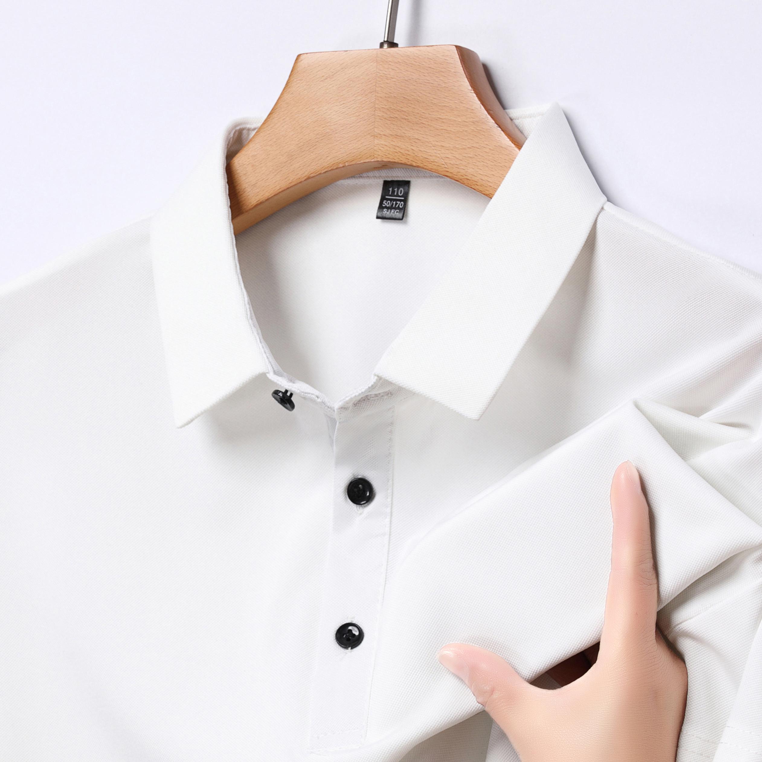 Men s Polo Shirt Lapel T-Shirt Summer Solid Color Seamless Short Sleeve Classic Versatile Business Menswear Top M