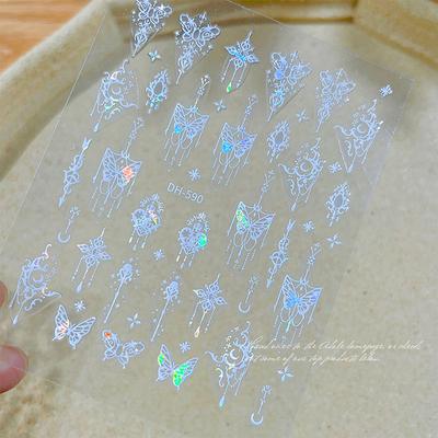 Laser Dazzling Aurora Butterfly Shape Paintings Nail Sticker Enhancement Adhesive Nail Decal Accessories