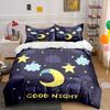 Cartoon Moon and Stars Set Bedding Duvet Cover Set Duvet Cover Pillowcases (1 * Duvet Cover 2 * Pillowcases, Without Duvet Insert)