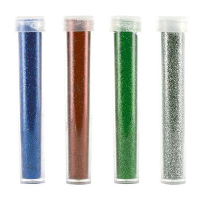 MégaCréa DIY - Poudre de Paillette tube 3,5 g bleu à argent 4 pièces