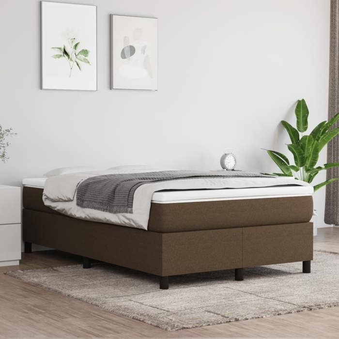 Maison Exclusive - Sommier à lattes de lit et matelas marron foncé 120x190cm tissu
