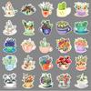 50pcs Artistic Tea Cup Stickers: Fresh, Waterproof, Decorative Milk Tea Designs for Journals and Crafting