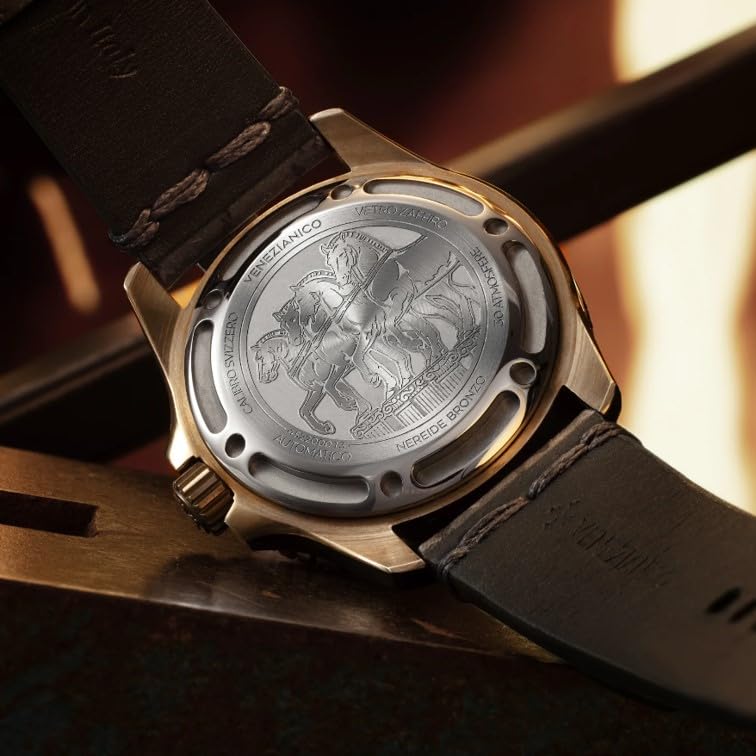 Venezianico NEREIDE BRONS 4521555 Automatisch 30 ATM Water Bestendig Koperen Bronzen Kast en Ring - Horloge, 2 Jaar Garantie, Uurwerk, 42mm, Bestendig,