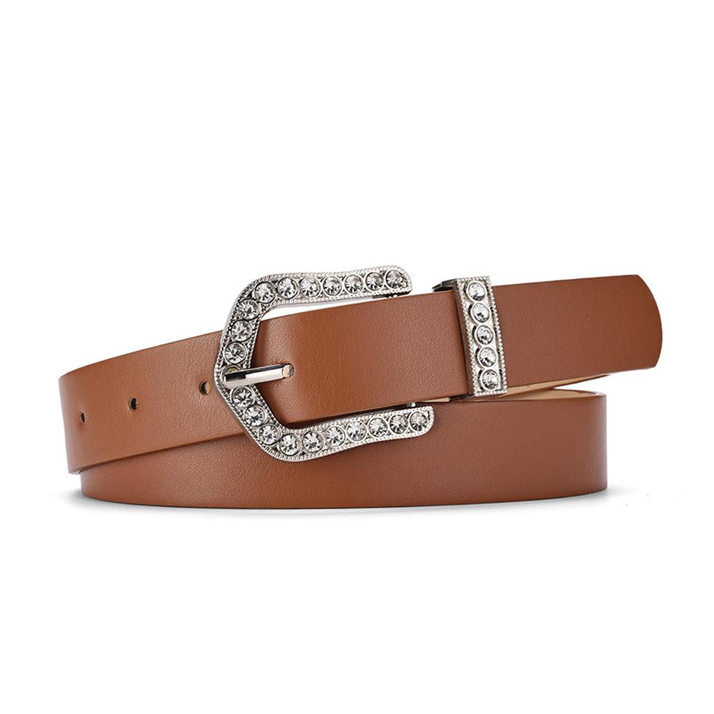 Rhinestone Buckle Belt for Women Simple Pin Buckle Waiststrap All Matching Female Casual Waistband Fashion Accessories