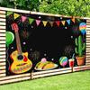 2D Fiesta Taco Guitar Backdrop, Mexican Cinco de Mayo Party Photo Booth Banner