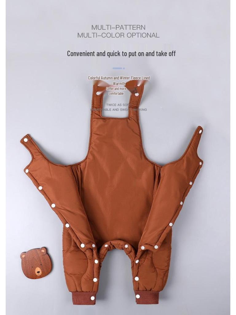 Pikowany kombinezon niemowlęcy: Ciepłe kombinezony jesienno-zimowe z rozpięciem w kroku