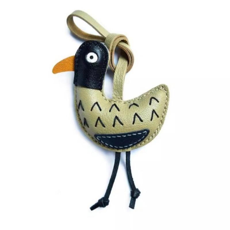 Come! Dazed Duck Together, Handmade Leather Bag Pendant, Rearview Mirror Pendant, Abstract Niche Key Chain