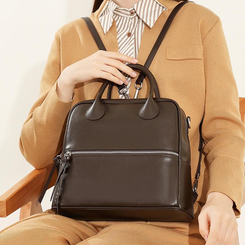 Leather Retro Multi-purpose Bag Women's Spring Summer Light Luxury Leather Women's Backpack Shoulder Bag
