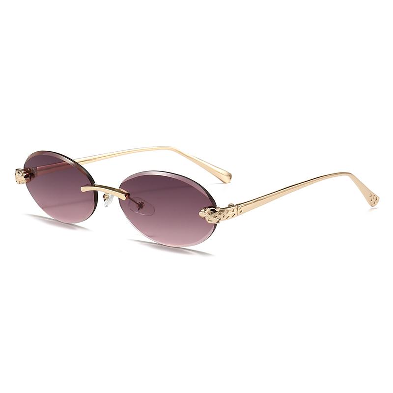 Xiaomi Women Rimless Oval Sunglasses UV400 Gold Alloy Temples Multi Color Retro Fashion Shades