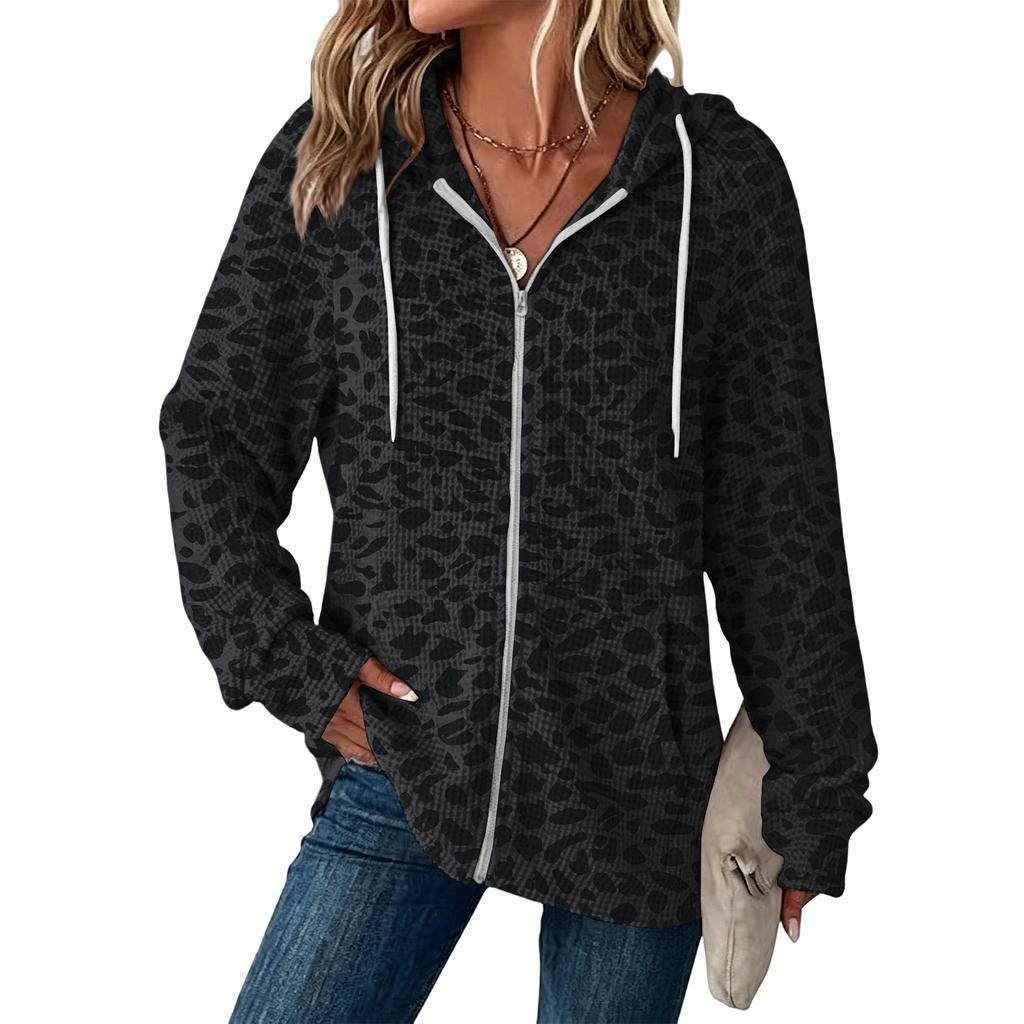 Damen Pullover mit Leopardenmuster, langärmlig, für den Herbst, Freizeitkleidung