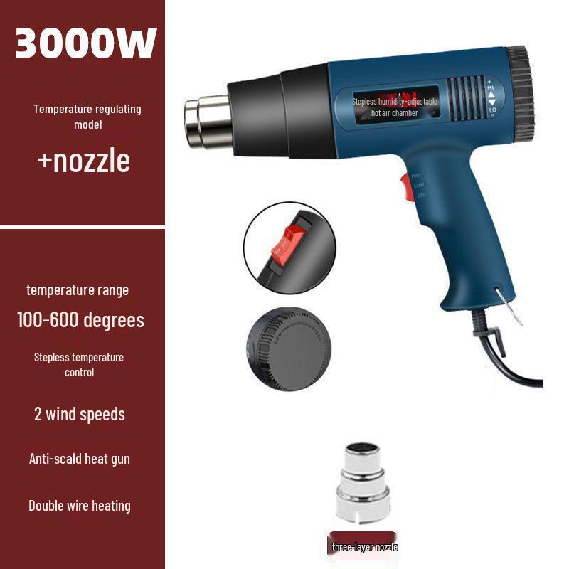 Adjustable Temperature Hot Air Gun for Car Wrapping and Heat Shrink, Small High Power Industrial Blower Flame Gun.