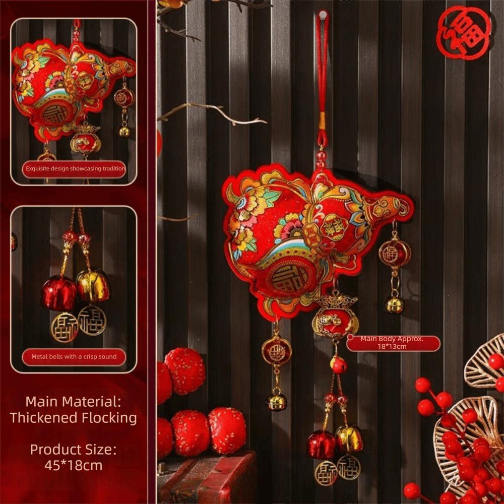 Lanyard New Year Decorative Hangings Gold Foil Embossing Bell Pendant Festive Ornaments Chinese Style With Tassel