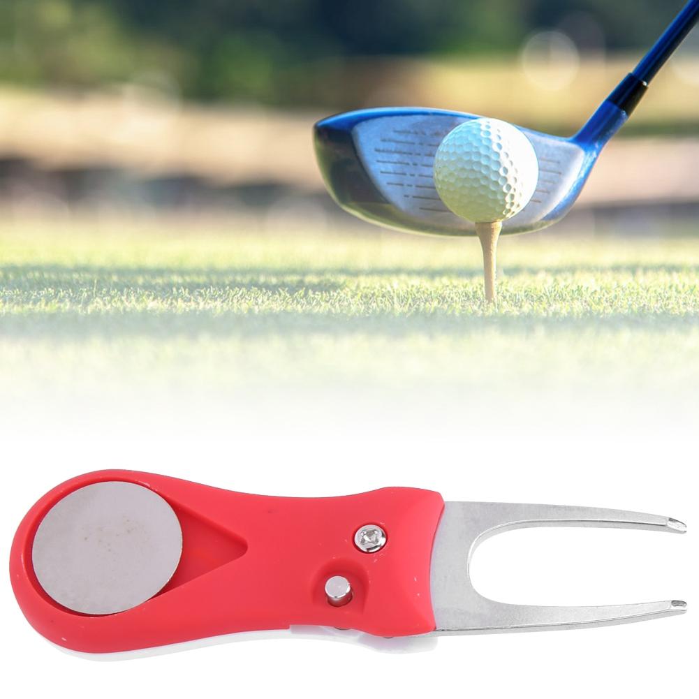 

304 Stainless Steel ABS Plastic Handle Golf Spring Divot Repair Pitch Putting Fork Tool for Training PracticingRed червоний
