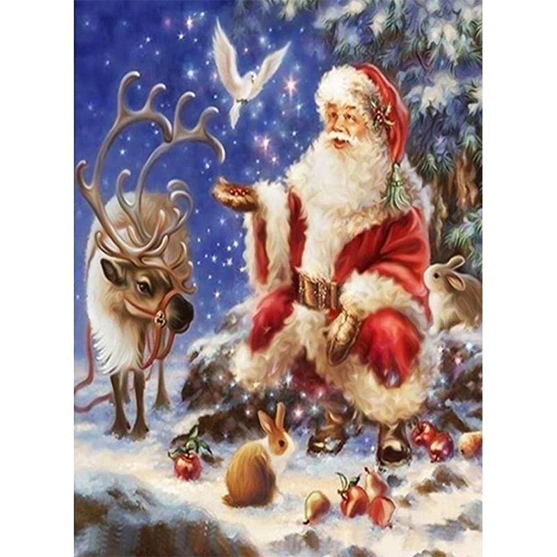 Fai da te Cartone Animato Pupazzo di Neve Pittura Diamante 5D Trapano Rotondo Completo Babbo Natale Ricamo Diamante Regalo di Natale Kit di Ricamo Regalo