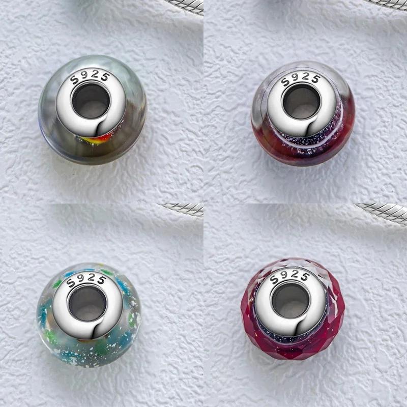 Brand New Copper Metal Colored Shiny Murano Glass Bead Components Round Charm Bead Components Compatible With Authentic Original Bracelet High