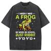 Vintage Washed Frog Samurai Printed T-Shirt Men's Women's Oversized Short Sleeve Hip-Hop Fitness Casual Tees Tops