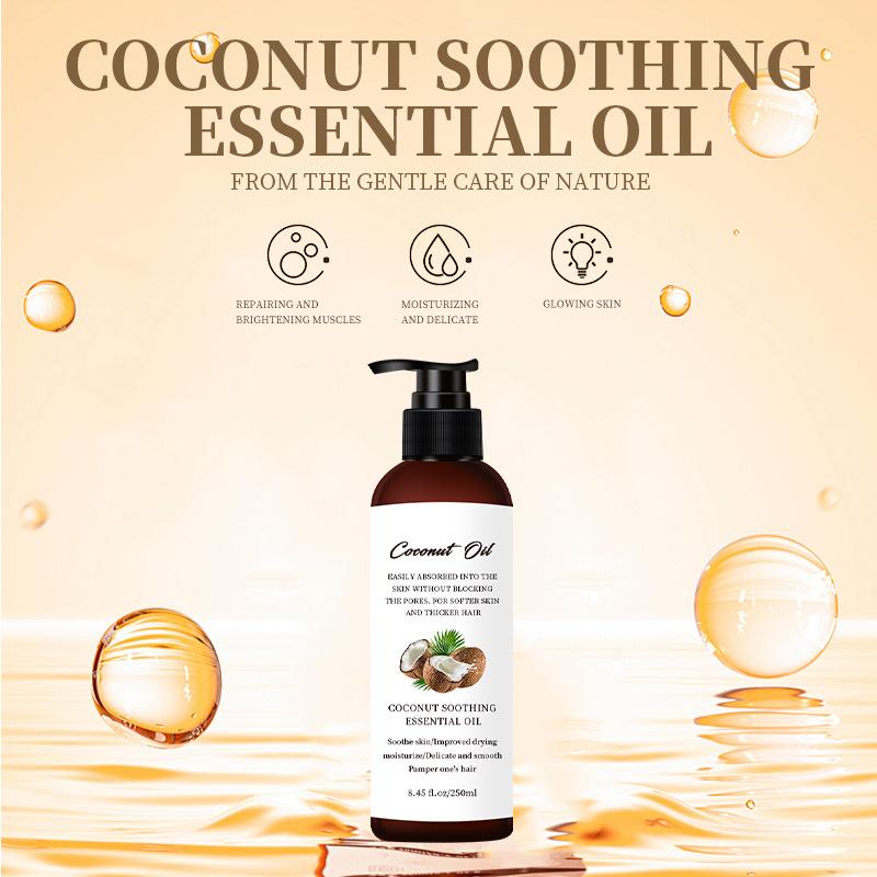 250ml Coconut Massage Oil For Body Hair Care,Smooth Nourishing Moisturizing
