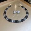 Retro Necklace Earrings Set Handmade Rhinestone Choker Necklace Crystal Necklace  Anniversary