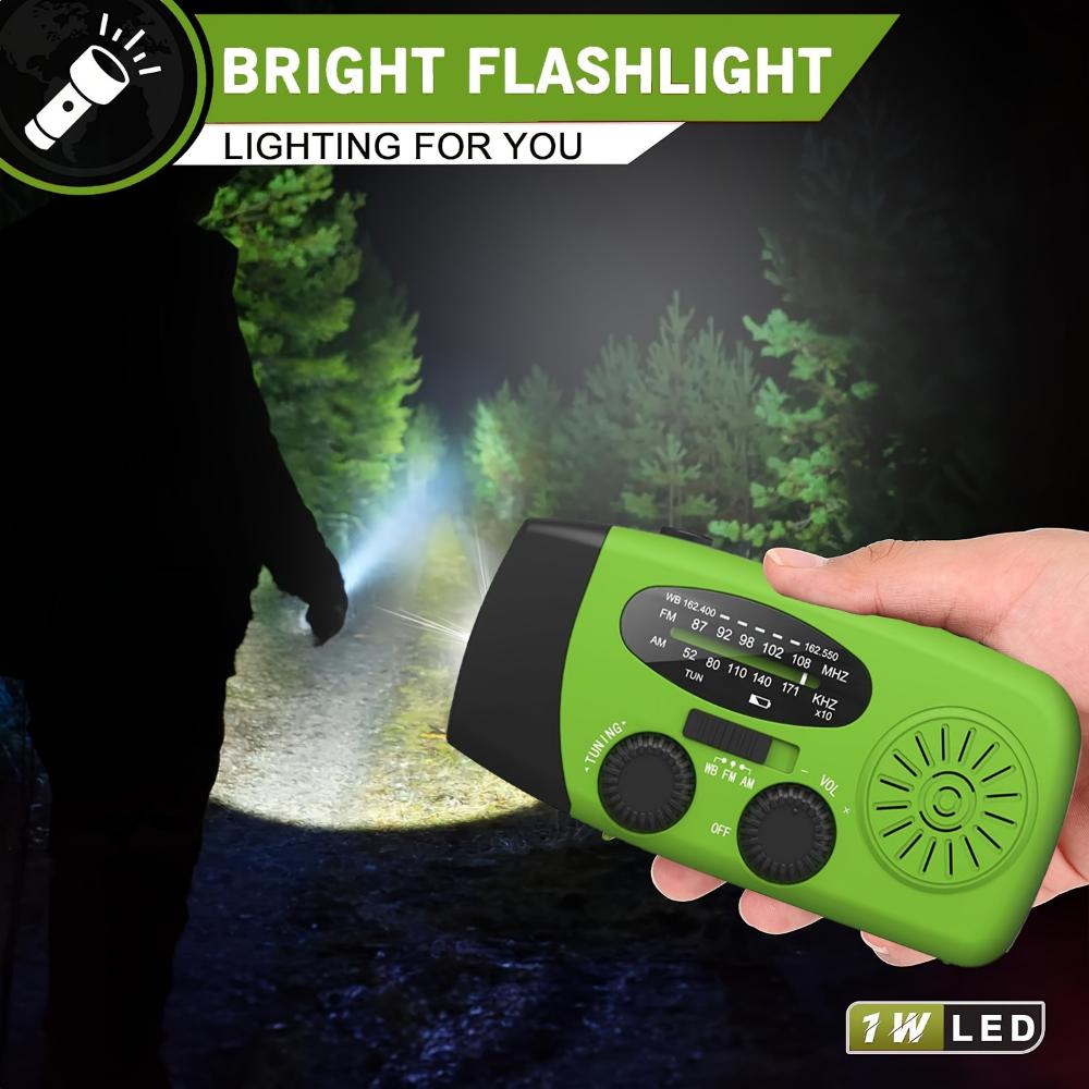 Portable Emergency Hand Radio with LED Flashlight and AM/FM Radio USB Rechargeable, Solar Powered, Camping, Hiking, Outdoor Adventure