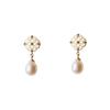 Lace Design Emerald Zircon Flower Window Light Luxury Retro Natural Pearl Silver Needle Earrings Water Drop Earrings Hollow