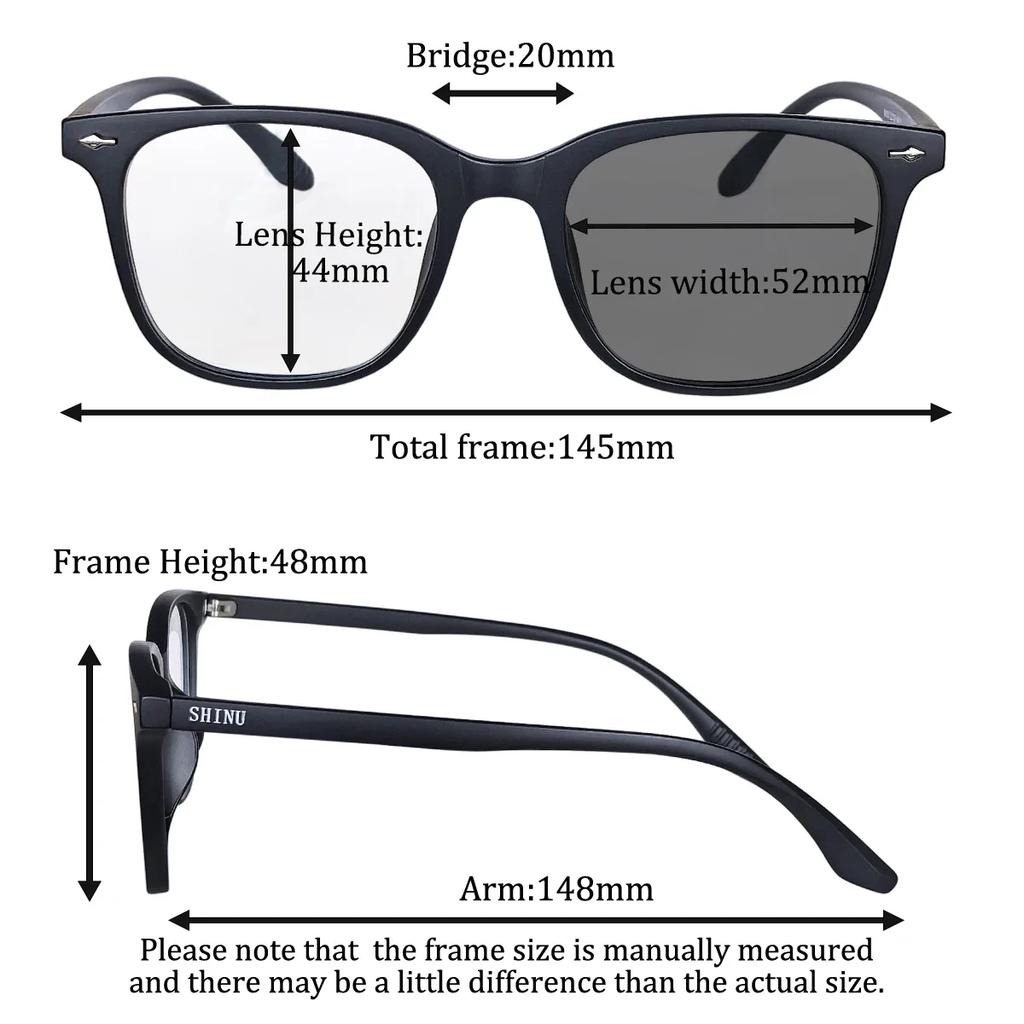 SHINU Shortsighted Eyeglasses Ladies Photochromic Myopia Glasses Transition Lenses for Myopia with UV Protection
