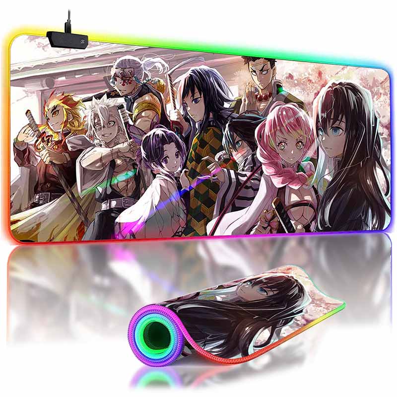 

RGB Backlit Anime D_Demon S_Slayer Mouse Pad Cute Anime Grils Lager Gamer Cabinet Overwatched Mouse Mat Non-Slip Keyboard Mat RGB 300x600x3mm