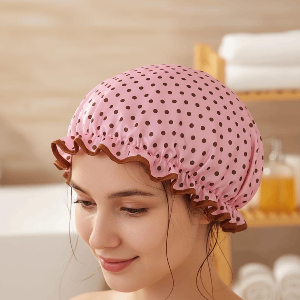 4PCS/SET Waterproof Shower Cap Elastic Hair Care Hat Bath Cap Bathing Hat  Water Activities