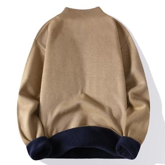 Men Winter Sweater Half Turtleneck Solid Color Fleece Soft Long Sleeves Keep Warm Pullover Plus Size Spring Sweater Men Garment