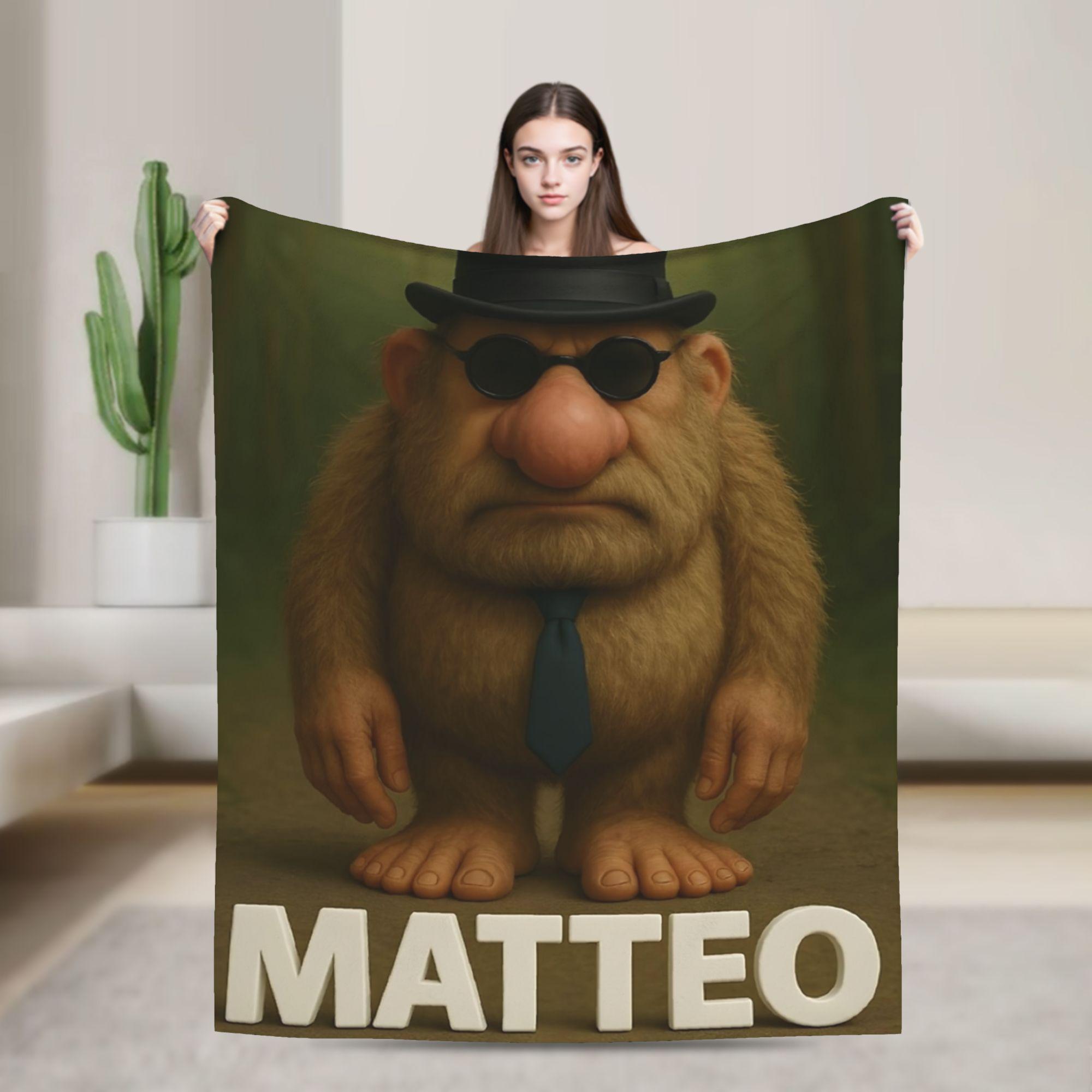 Happy Adults Toys Unisex Matteo Brainrot Mateo Italian Brainrot Meme Mateooo Matteooo Blanket Flannel Winter Throw Blankets For Bedding Office Bedspread