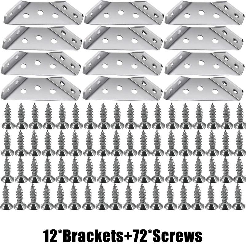 1/50Set Universal Stainless Steel Corner Bracket 90 Degree Right Angle Fixed Bracket Wood Furniture Bedframe Cabinet Accessorie