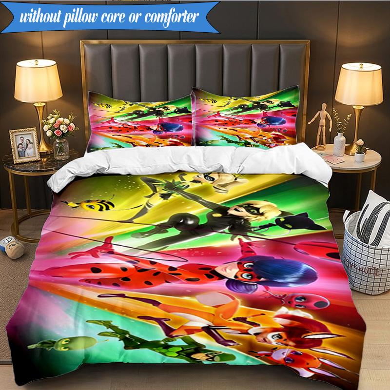 3PCS Miraculous Adventures Bedding Set,Including 1pc Duvet Cover And 2pcs Pillowcases Perfect for Bedroom, Dormitory, Fan Christmas gift