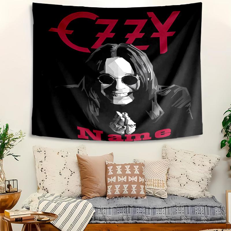 Personalized Rock Ozzy Osbourne Background Tapestry,Custom Name Birthday Party,Multifunctional Wall Decoration for Home Decor,Various Occasions