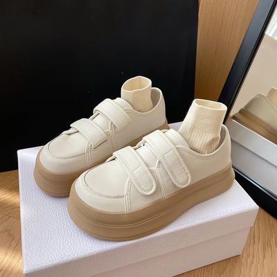 Niedliche Leder-Ballerinas zum Schnüren Off-White Damenschuhe Kawaii im Angebot Baumwolle 2025 Neue Mode Frühling Herbst in einem heißen