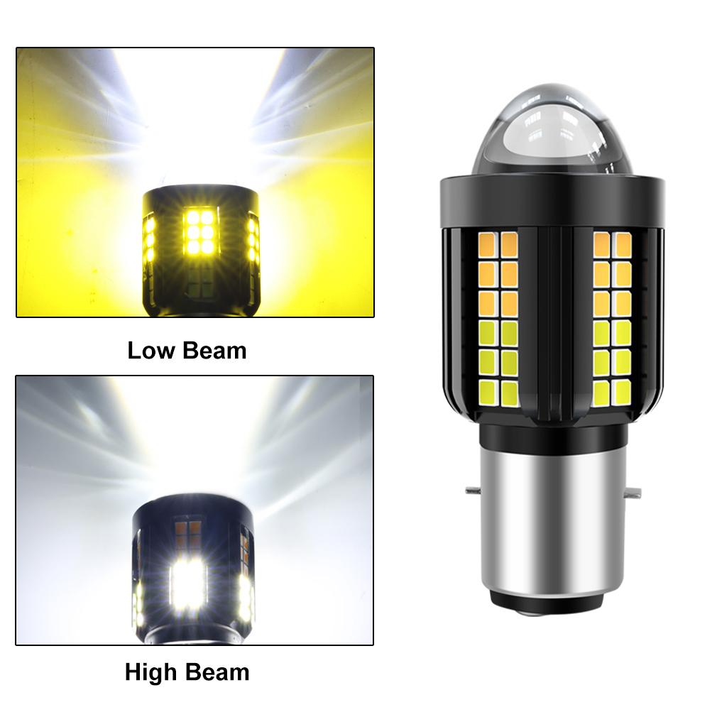 

1 шт. Двухцветная светодиодная линза H4 Фара мотоцикла H6 BA20D CSP+30SMD 2835 Светодиодная лампа для мотоцикла дальнего/ближнего света Белая Желтая BA20D H6 белый