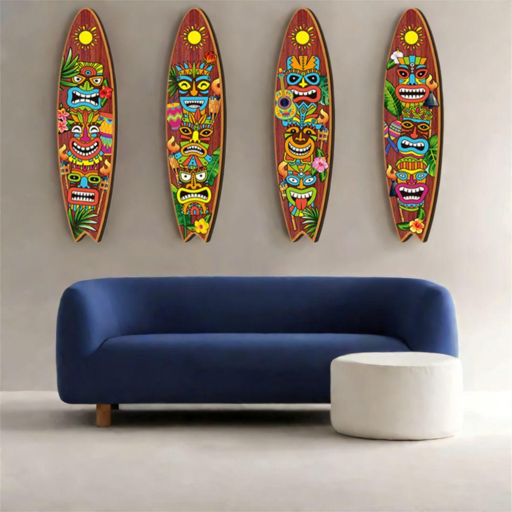 Hawaiian Style Surfboard Hanging Sign Retro Ocean Surfboard Decor  Tropical Cafe Bar