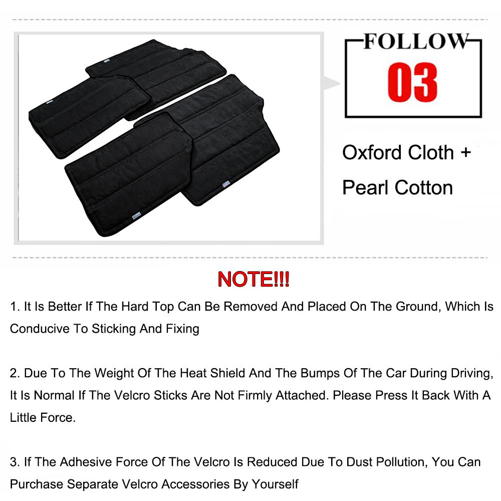 Auto Dach-/Heckscheiben-Isolations-Baumwollpolster-Abdeckung für Jeep Wrangler JK 4-Türer 2012 2013 2014 2015 2016 2017 Innenzubehör