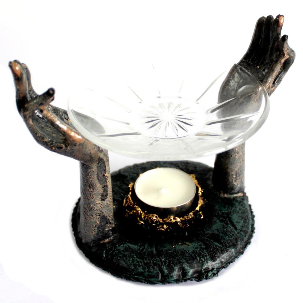 Oil Burner Buddha Om Hands Antique