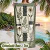 Herbal Garden Theme Quick Dry Beach Towel Custom Name Text Print Large Sand Resistant Towel Beach Vacation