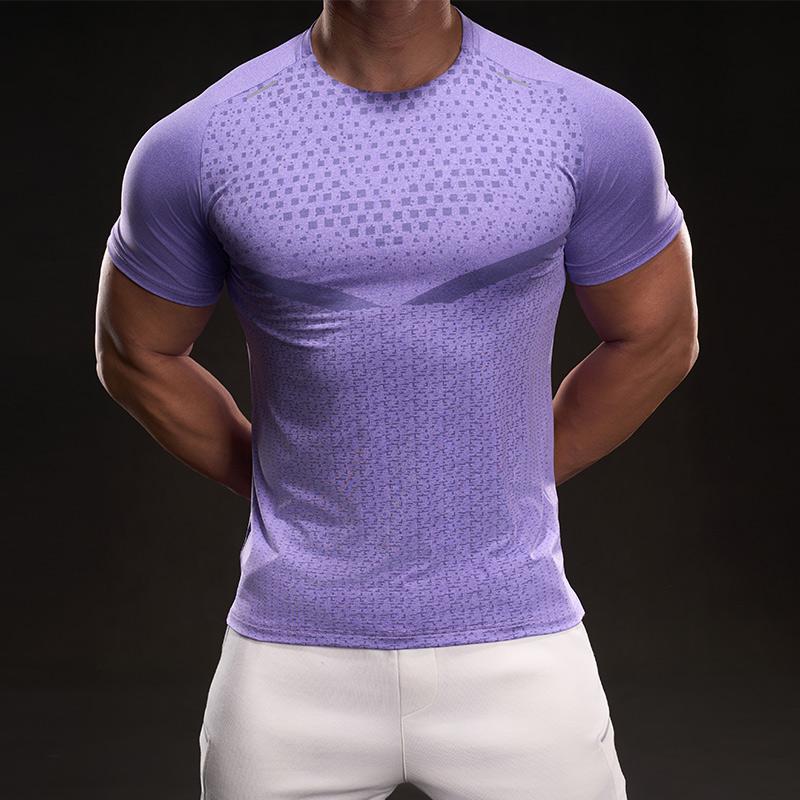 023103 Summer 2025 American Casual Short-sleeved Fashion Sporty Elastic Fitness Outdoor Round Neck T-shirt for Men