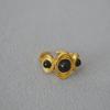 Retro European & American Brass Gold-Plated Ring with Inlaid Agate & Lapis Lazuli Stones for Women