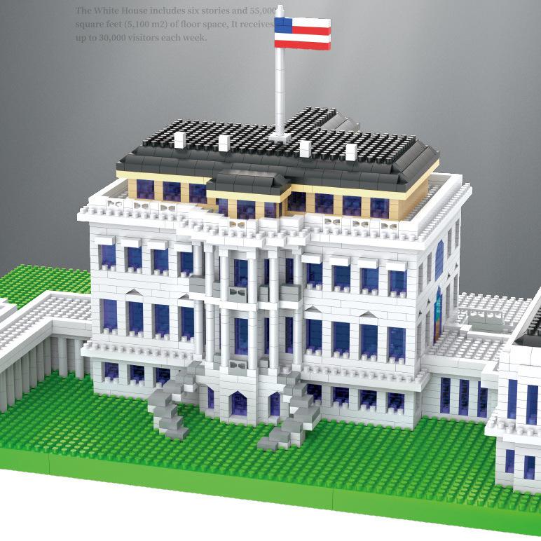 White House Diamond Small Particle Building Block Compatible Lego Puzzle Assembly Children Adult High Difficulty