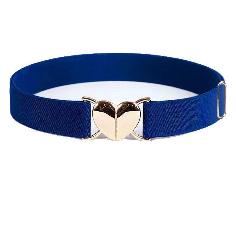 Women Stretch Belts Girls Adjustable Elastic Waist Belts With Heart Shape Metal Buckle Waistband Accessories For Coat Dress