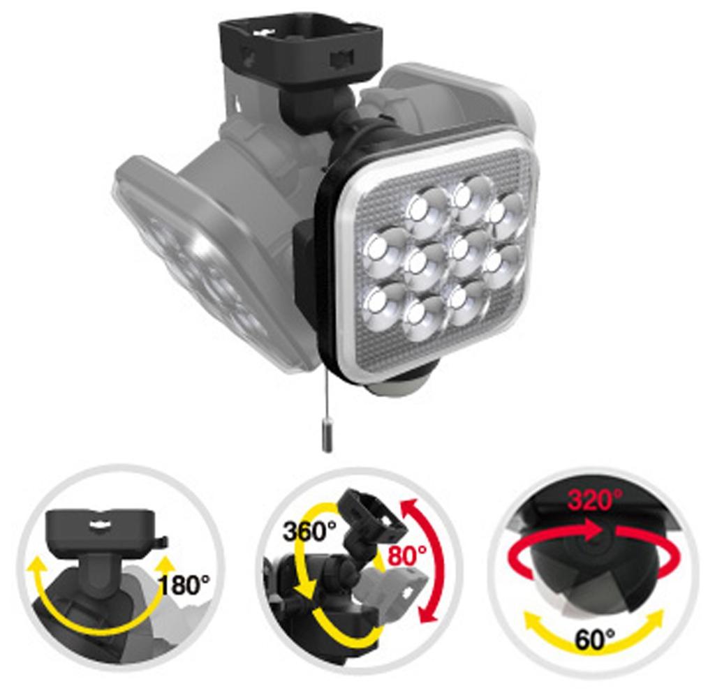 Musashi RITEX Free Arm Type LED Sensor Light X 1 Rainproof Type (12W Light) "Outlet Type" LED-AC1012