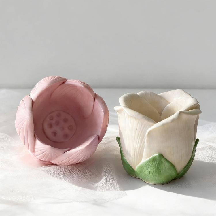 Tealight Candle Holders Silicone Molds Jewelry Storage Box Molds Flower Candlestick Resin Molds for Epoxy Casting Crafts