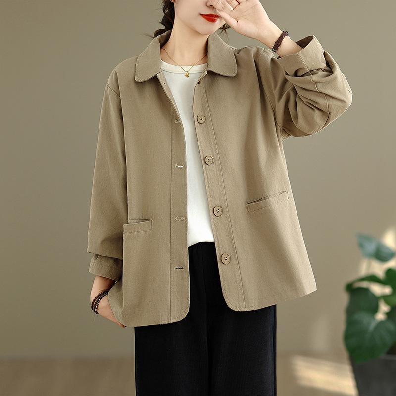 Plus Size Spring/Autumn Loose Casual Jacket for Middle-Aged Women
